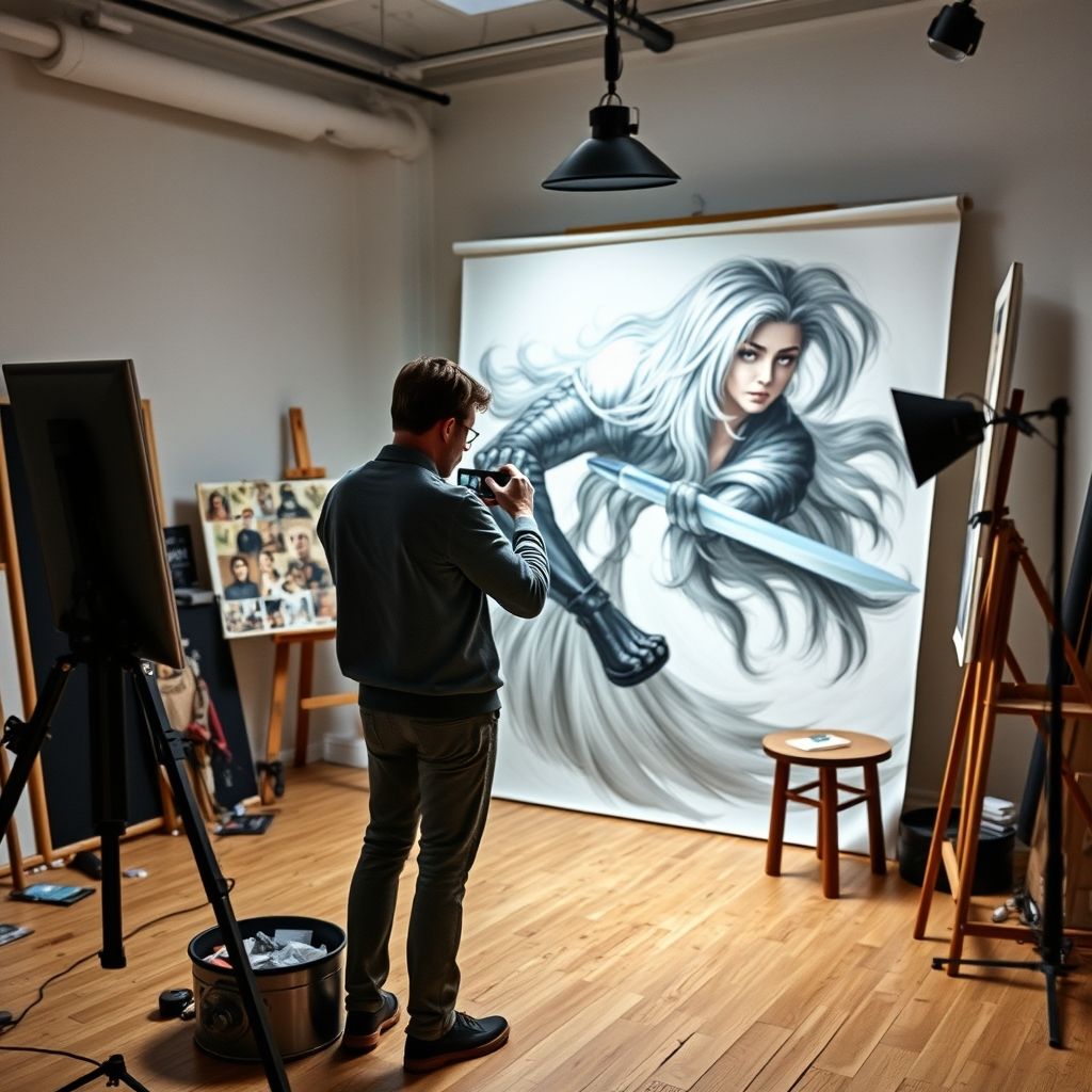 Artiste enregistrant en studio professionnel